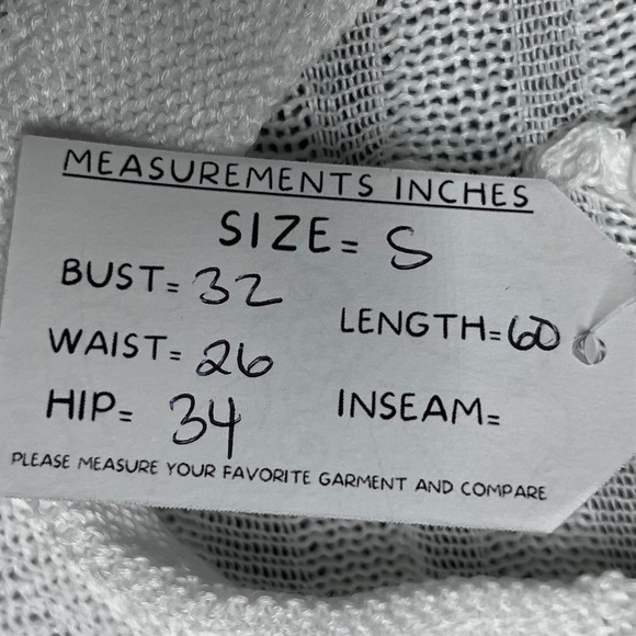 White Sheer Dress Small Knit Maxi Long Sleeve Ribbed Bodycon 3684 - Picture 7 of 7